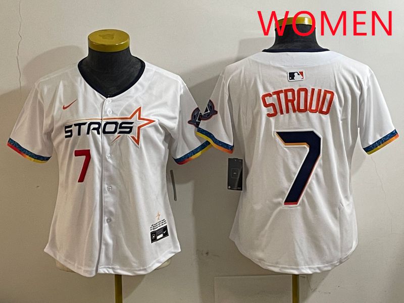 Women Houston Astros #7 Stroud White Fourth generation Joint Name Nike 2025 MLB Jersey style 3